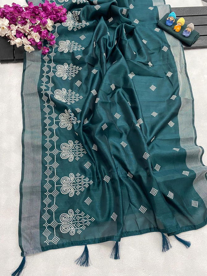 VFH 6070 Cotton Embroidery Wedding Sarees Wholesale Shop In Surat